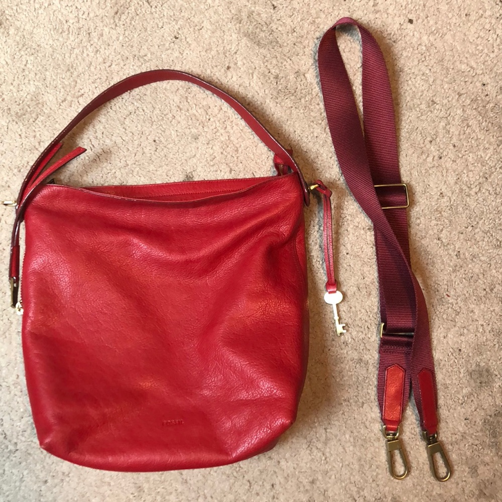 Gorgeous Red Fossil Hobo Bag